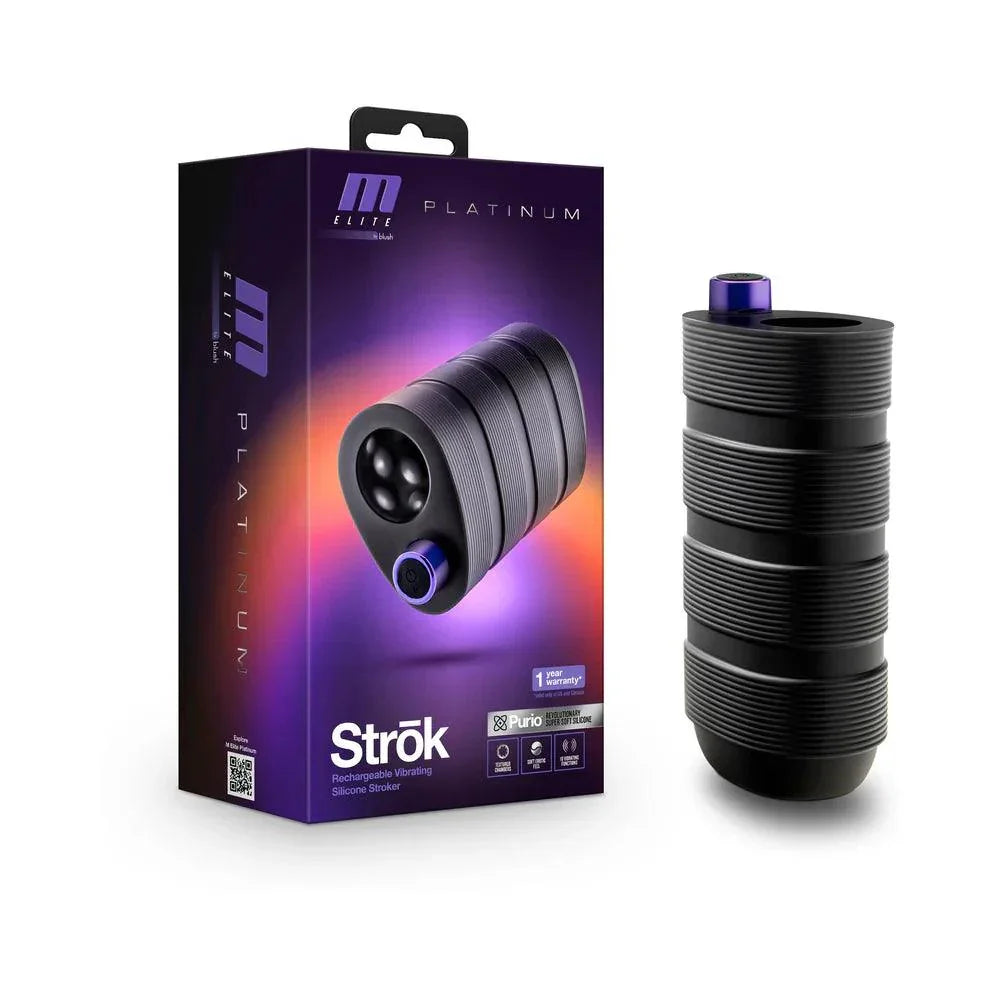 Blush M Elite Platinum Strok Rechargeable Silicone Dual End Pussy Masturbator - Buy At Luxury Toy X - Free 3-Day Shipping