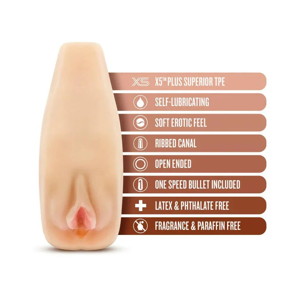 Blush M Elite Soft + Wet Natasha Vagina Stroker with Bullet Vibrator - Buy At Luxury Toy X - Free 3-Day Shipping