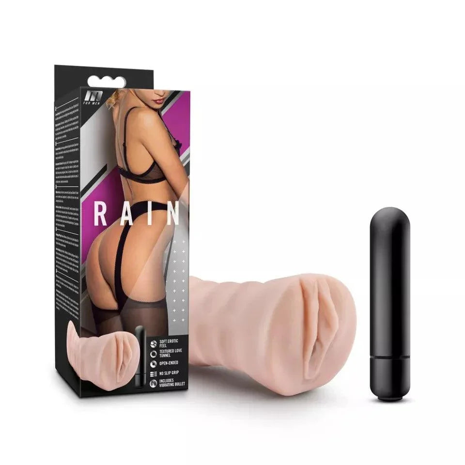 Blush M for Men Rain Pussy Vibrating Masturbator with Bullet - Buy At Luxury Toy X - Free 3-Day Shipping