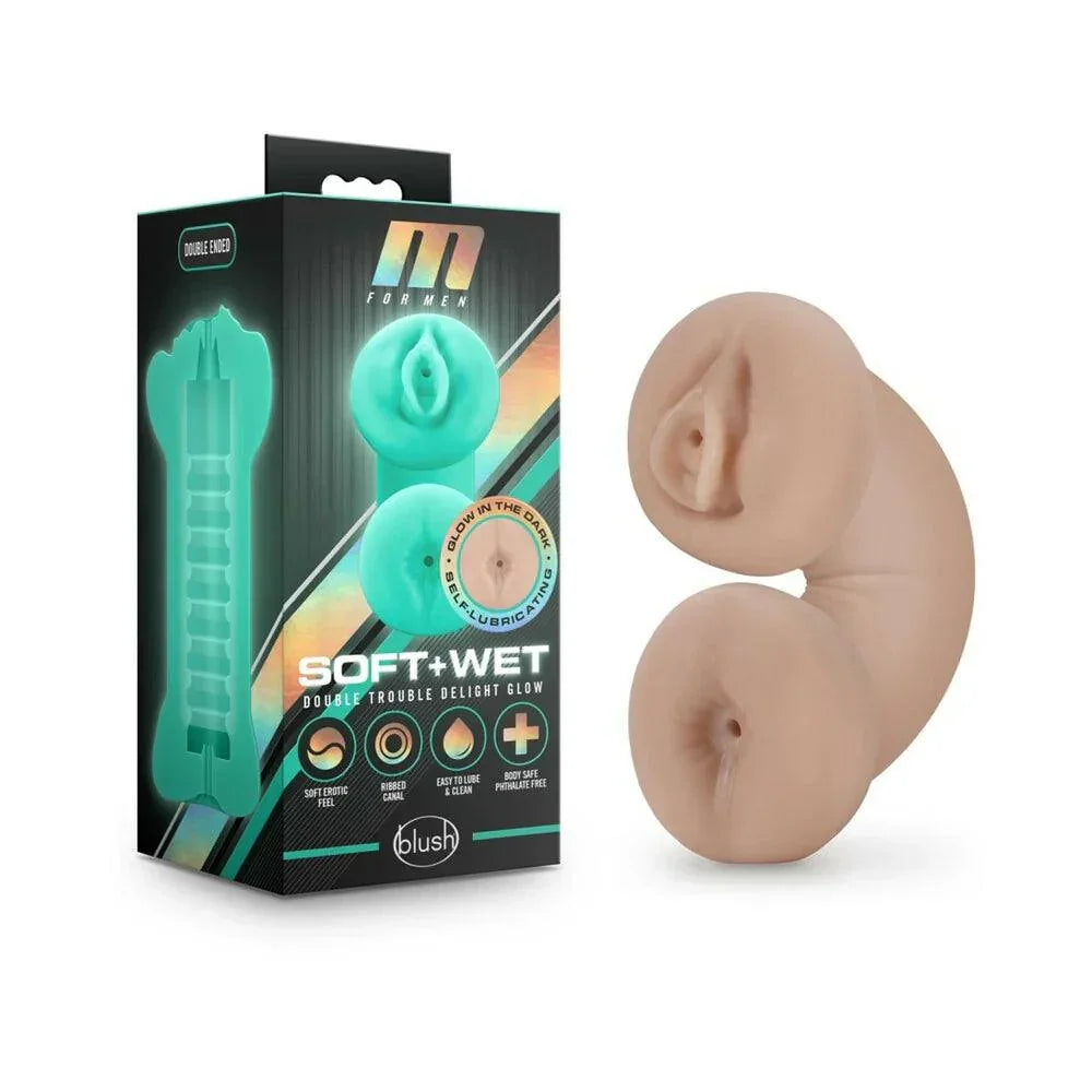 Blush M for Men Soft + Wet Double Trouble Glow in the Dark Self-Lubricating Stroker - Buy At Luxury Toy X - Free 3-Day Shipping