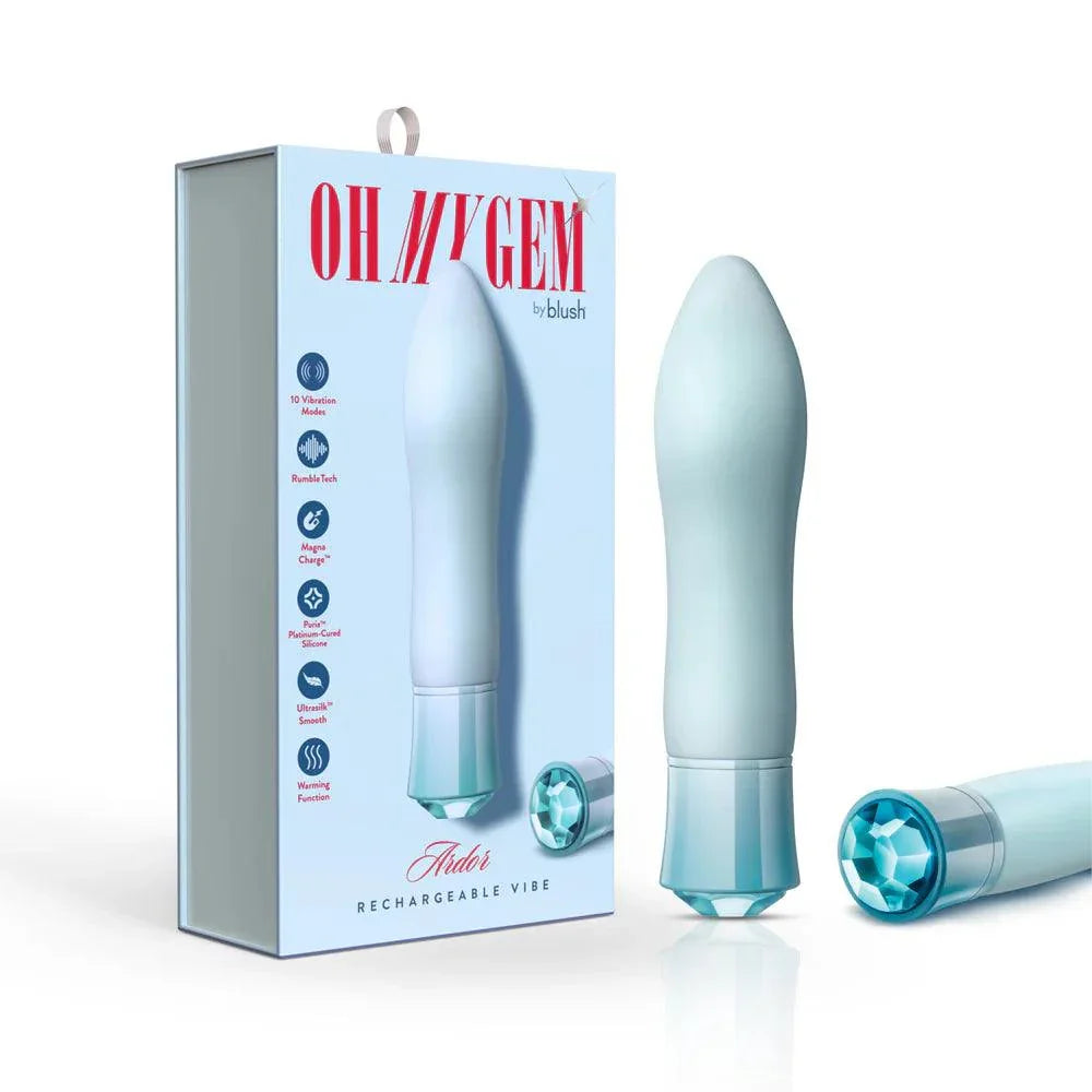 Blush Oh My Gem Ardor Rechargeable Warming Silicone Tapered Vibrator Aquamarine - Buy At Luxury Toy X - Free 3-Day Shipping