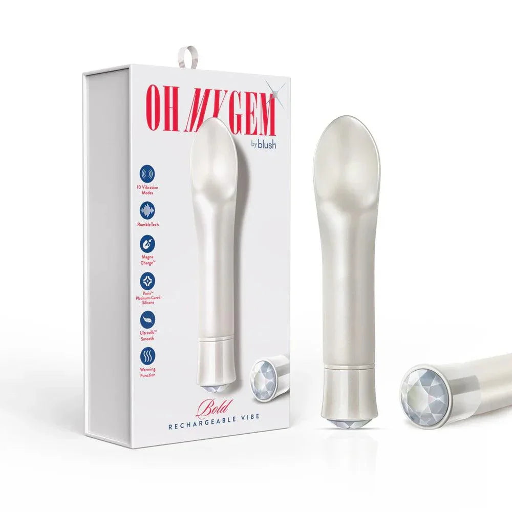 Blush Oh My Gem Bold Rechargeable Warming Silicone Scooped Tongue Vibrator Diamond - Buy At Luxury Toy X - Free 3-Day Shipping