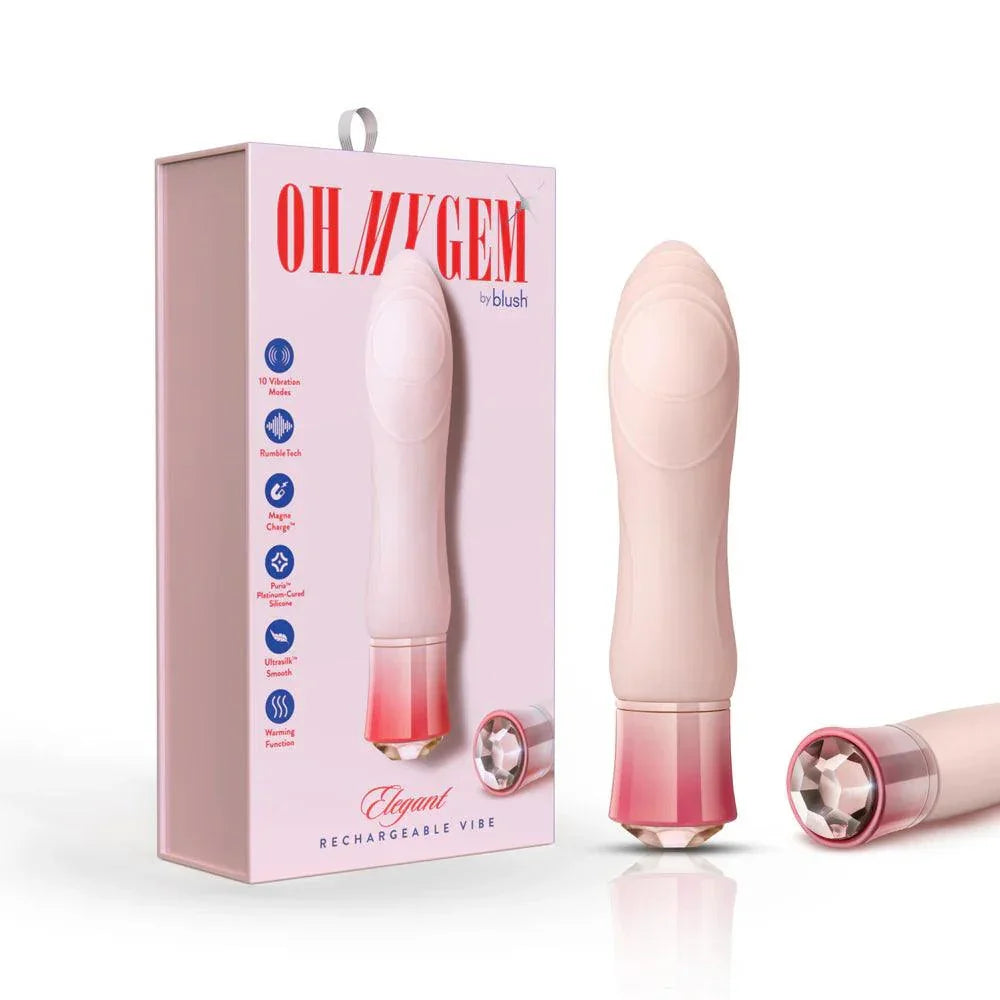 Blush Oh My Gem Elegant Rechargeable Warming Textured Silicone G-Spot Vibrator Morganite - Buy At Luxury Toy X - Free 3-Day Shipping