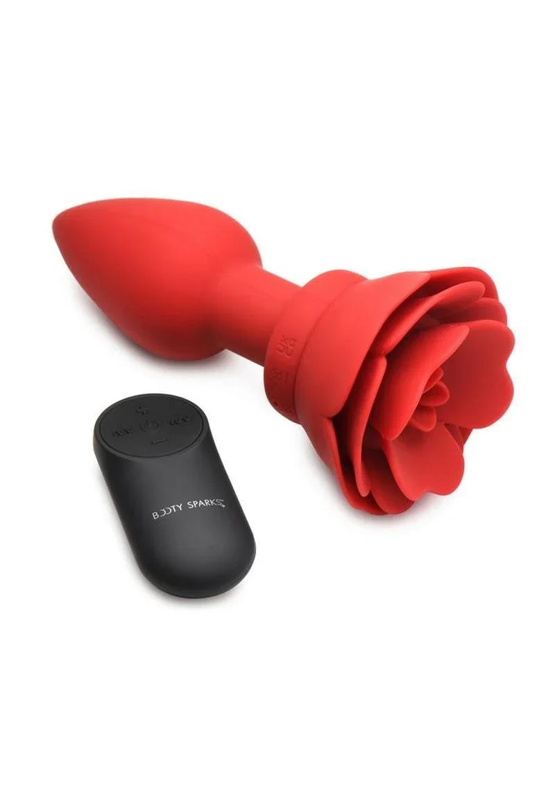Booty Sparks 28X Rechargeable Silicone Vibrating Rose Anal Plug with Remote Control - Buy At Luxury Toy X - Free 3-Day Shipping