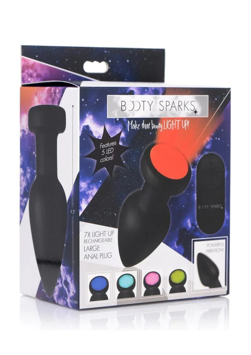 Booty Sparks Rechargeable Light Up Vibrating Anal Plug with Remote Con Booty Sparks Rechargeable Light Up Vibrating Anal Plug with Remote Con