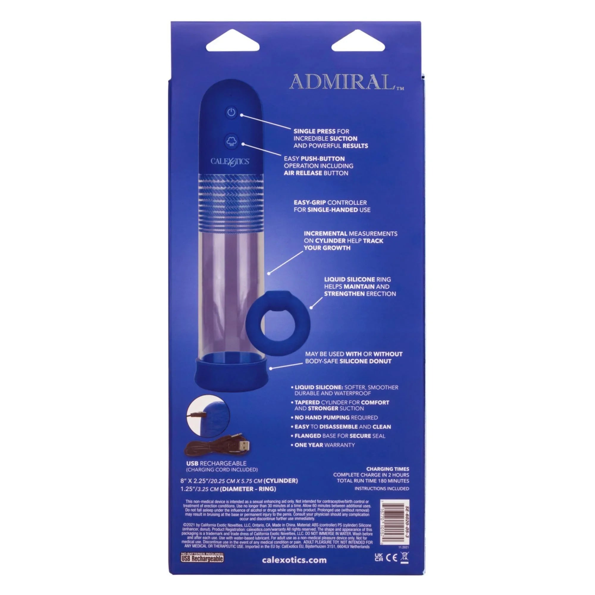 CalExotics Admiral Rechargeable Rock Hard Pump Kit - Buy At Luxury Toy X - Free 3-Day Shipping