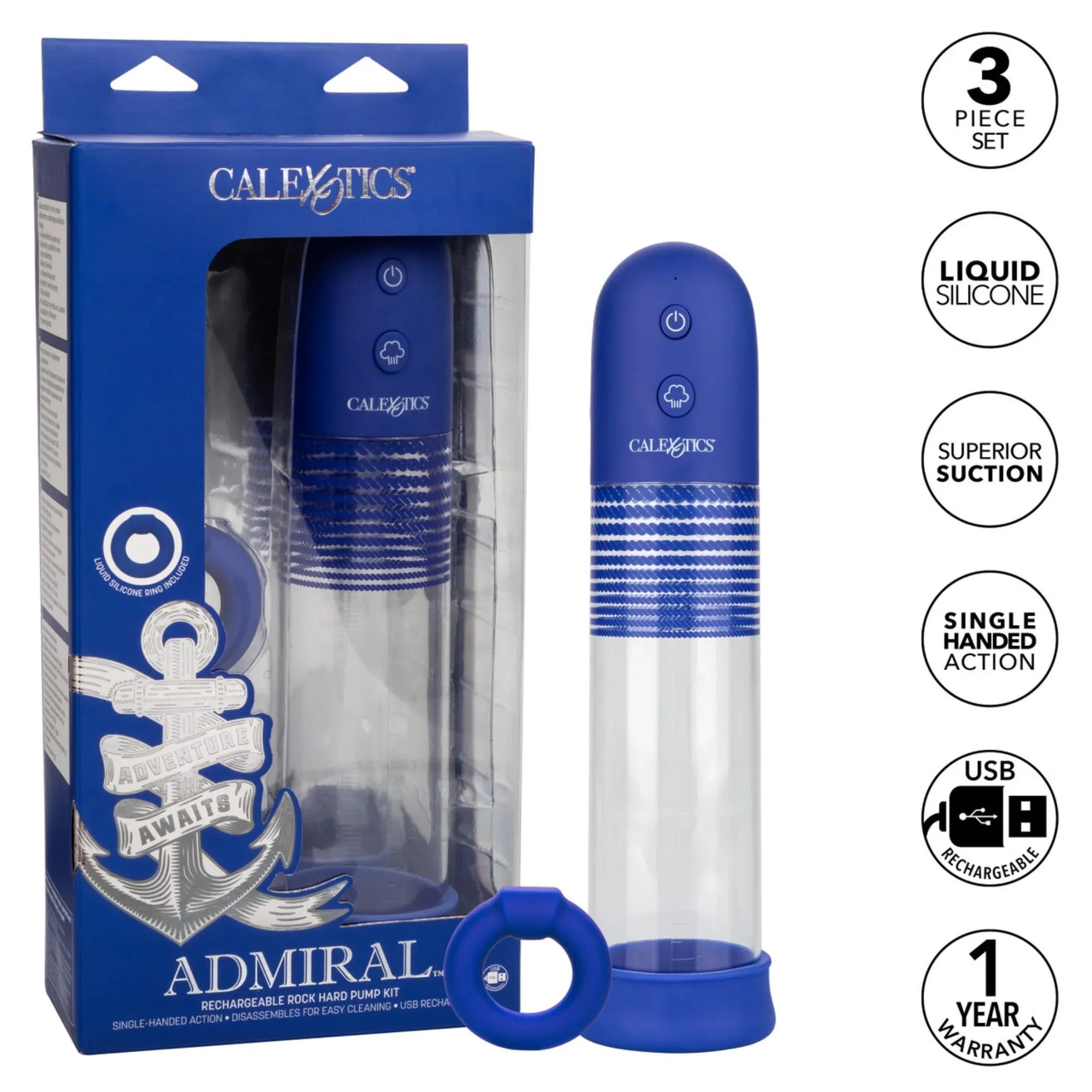CalExotics Admiral Rechargeable Rock Hard Pump Kit - Buy At Luxury Toy X - Free 3-Day Shipping