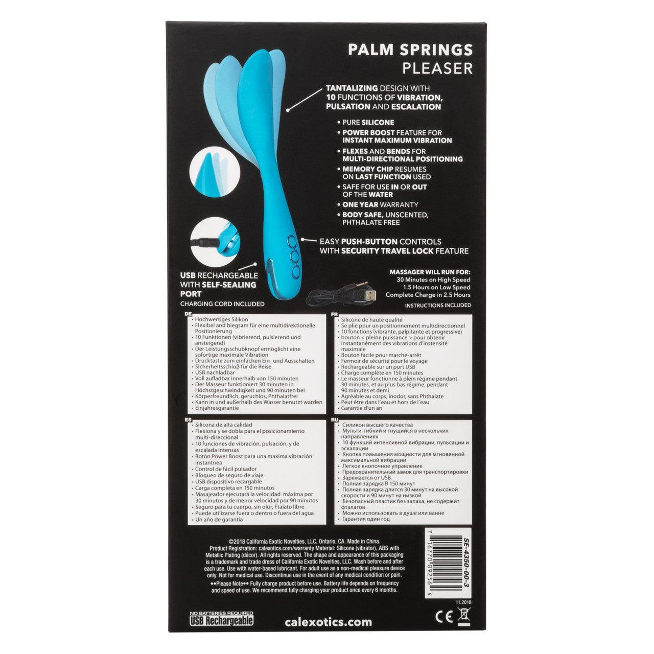 Calexotics California Dreaming Palm Springs Pleaser Rechargeable Silicone Contoured Vibrator - Buy At Luxury Toy X - Free 3-Day Shipping