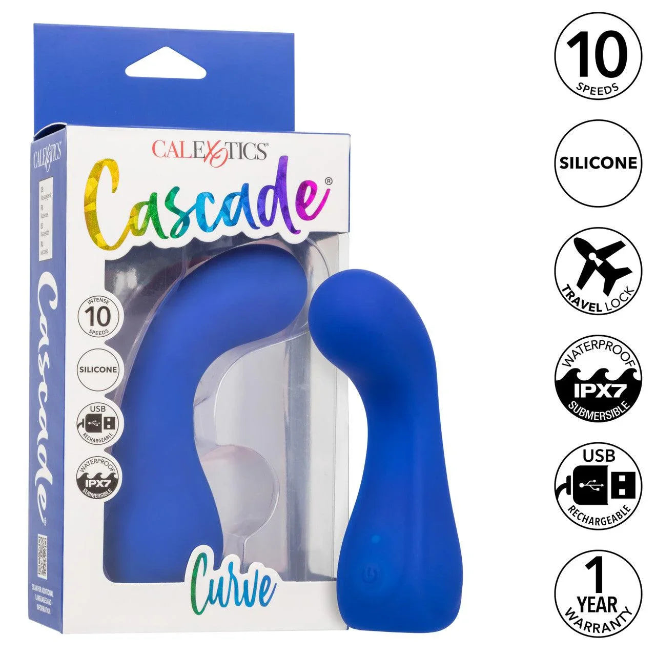 CalExotics Cascade Curve Rechargeable Silicone Vibrator - Buy At Luxury Toy X - Free 3-Day Shipping