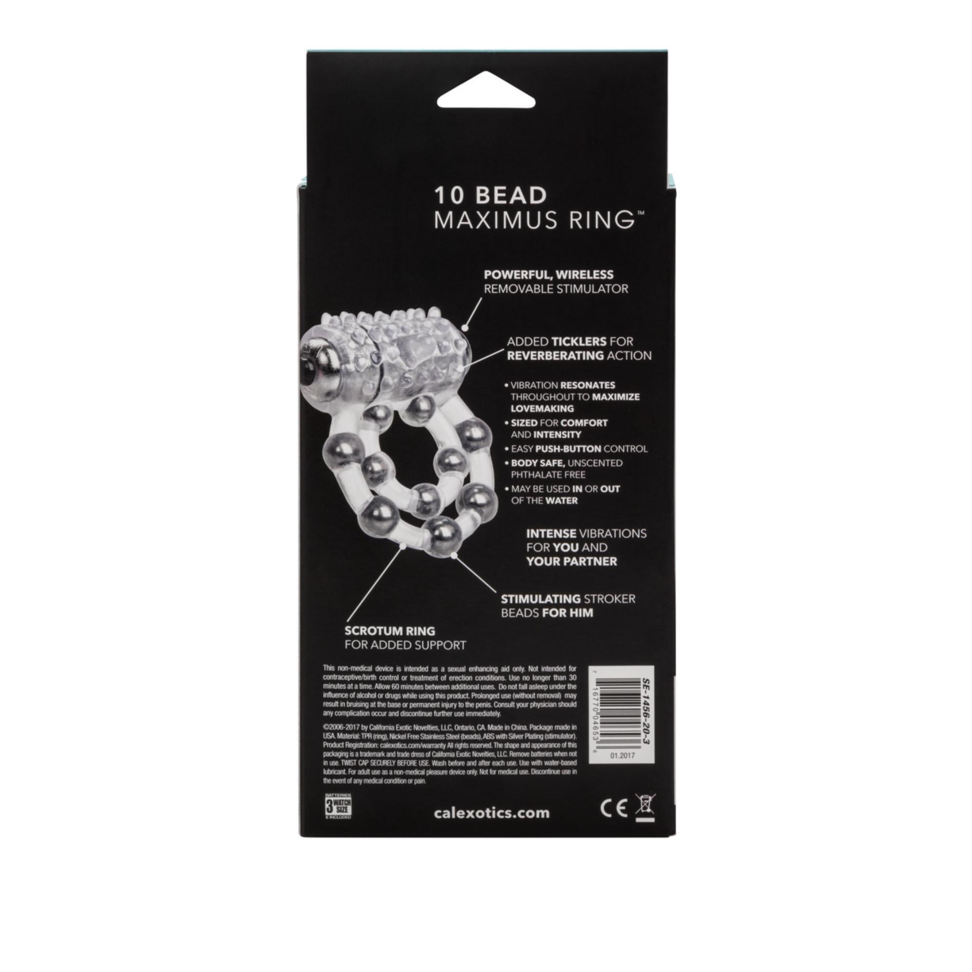 CalExotics Couple's Enhancers 10 Bead Maximus Ring Vibrating Cock Ring - Buy At Luxury Toy X - Free 3-Day Shipping