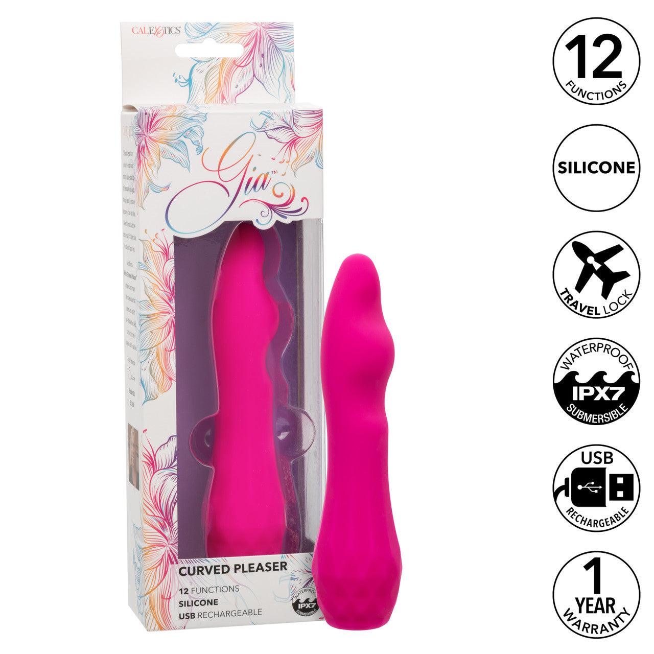 CalExotics Gia Curved Pleaser Silicone Rechargeable Vibrator - Buy At Luxury Toy X - Free 3-Day Shipping