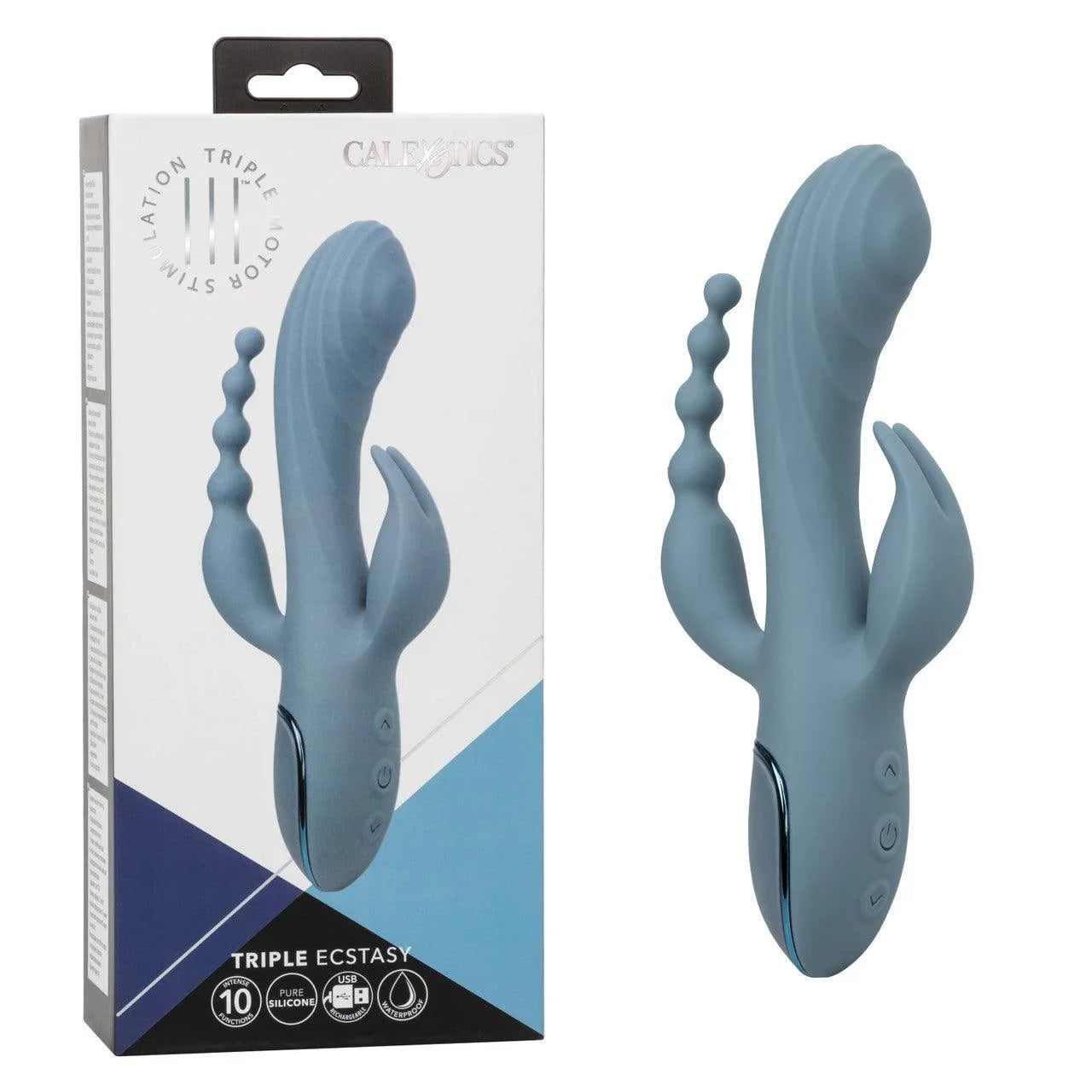 Calexotics III Triple Ecstasy Rechargeable Silicone Stimulating Vibrator - Buy At Luxury Toy X - Free 3-Day Shipping