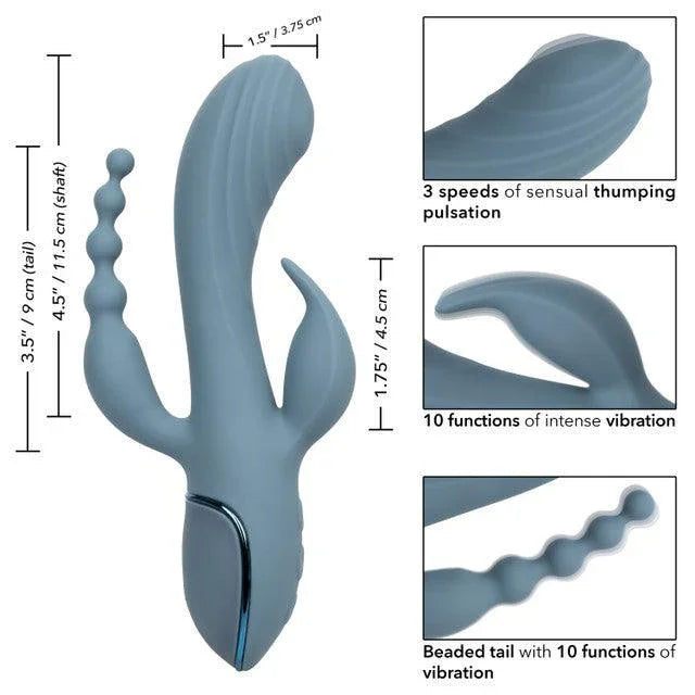 Calexotics III Triple Ecstasy Rechargeable Silicone Stimulating Vibrator - Buy At Luxury Toy X - Free 3-Day Shipping