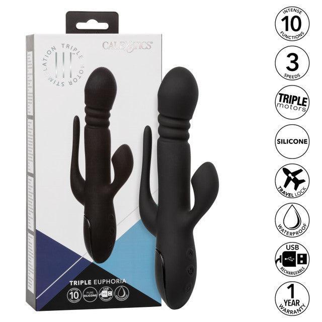 Calexotics III Triple Euphoria Rechargeable Silicone Stimulating Vibrator - Buy At Luxury Toy X - Free 3-Day Shipping