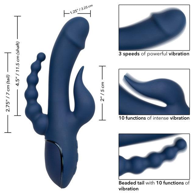Calexotics III Triple Orgasm Rechargeable Silicone Stimulating Vibrator - Buy At Luxury Toy X - Free 3-Day Shipping