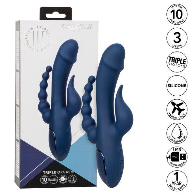 Calexotics III Triple Orgasm Rechargeable Silicone Stimulating Vibrator - Buy At Luxury Toy X - Free 3-Day Shipping