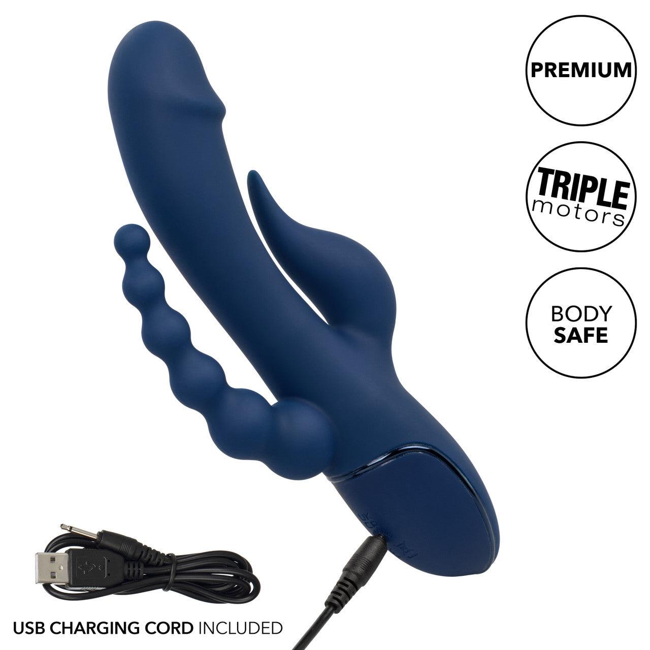 Calexotics III Triple Orgasm Rechargeable Silicone Stimulating Vibrator - Buy At Luxury Toy X - Free 3-Day Shipping