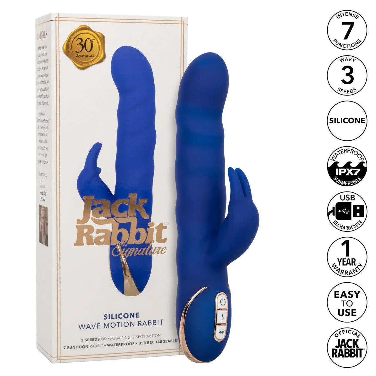CalExotics Jack Rabbit Signature Rechargeable Silicone Wave Motion Rabbit Vibrator - Buy At Luxury Toy X - Free 3-Day Shipping