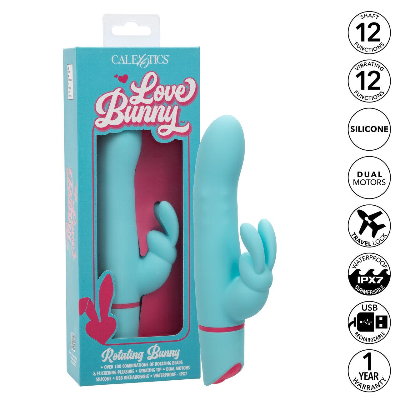 CalExotics Love Bunny Rotating Bunny Rechargeable Silicone Rabbit Vibrator - Buy At Luxury Toy X - Free 3-Day Shipping
