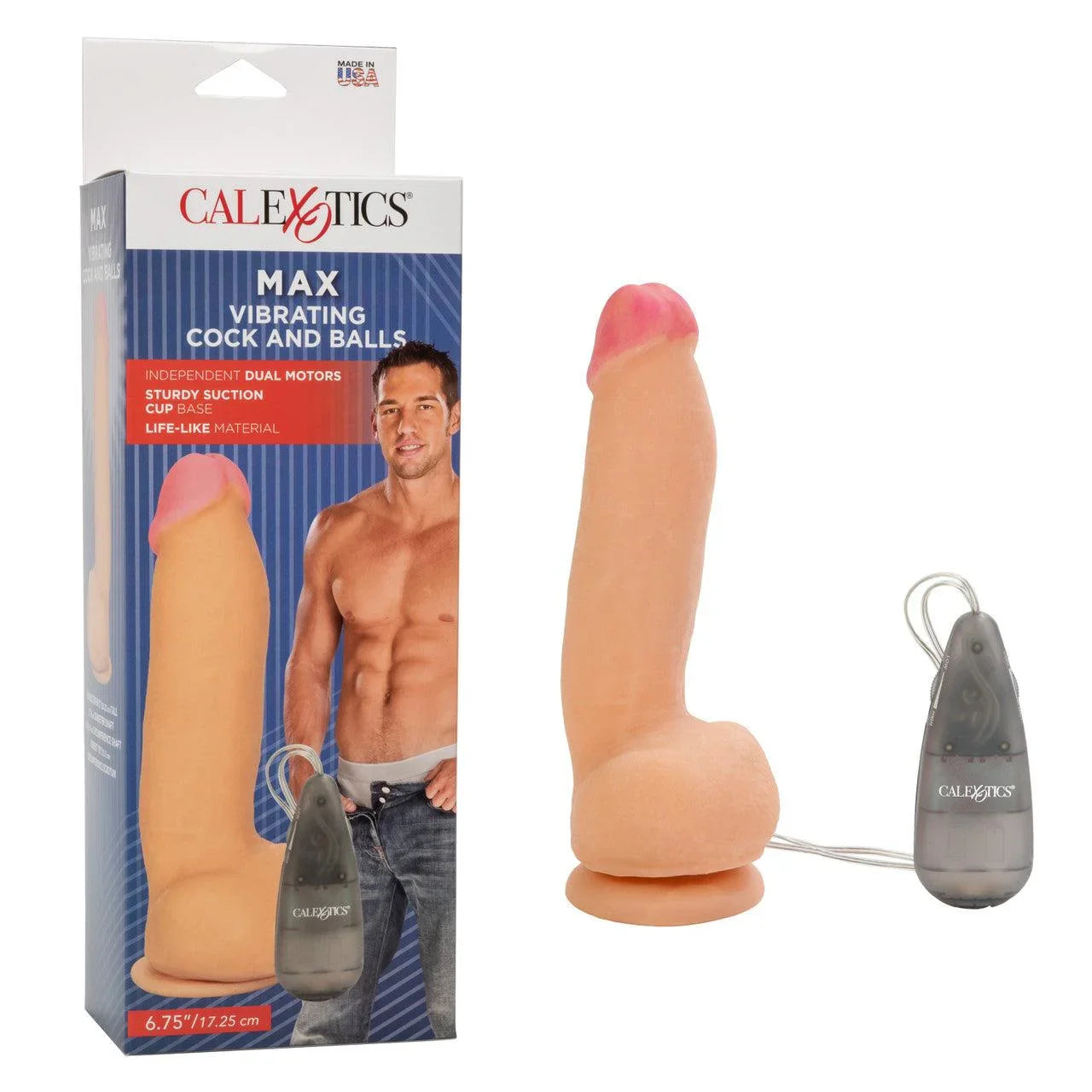 CalExotics Max Vibrating Cock and Balls Dildo with Balls and Remote Control 6.75in - Buy At Luxury Toy X - Free 3-Day Shipping