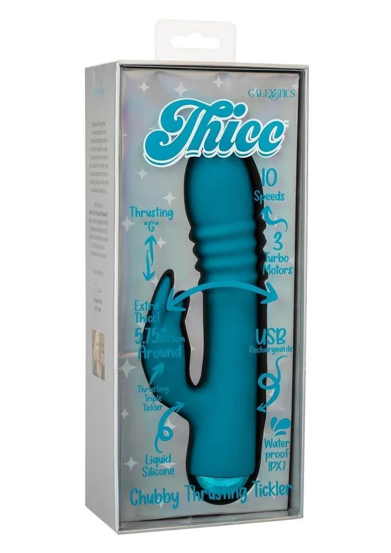 CalExotics Thicc Chubby Thrusting Tickler Rechargeable Silicone Rabbit Vibrator - Buy At Luxury Toy X - Free 3-Day Shipping