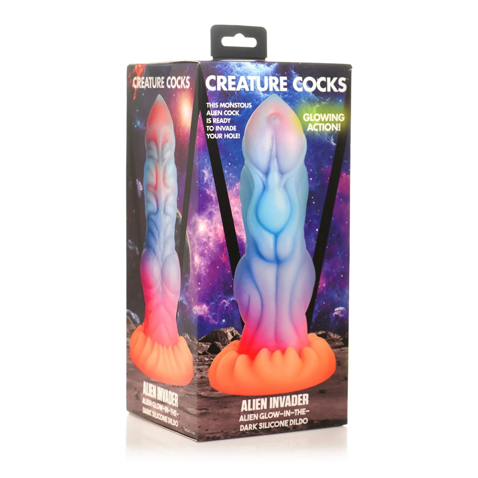 Creature Cocks Alien Invader Glow in the Dark Silicone Dildo - Buy At Luxury Toy X - Free 3-Day Shipping