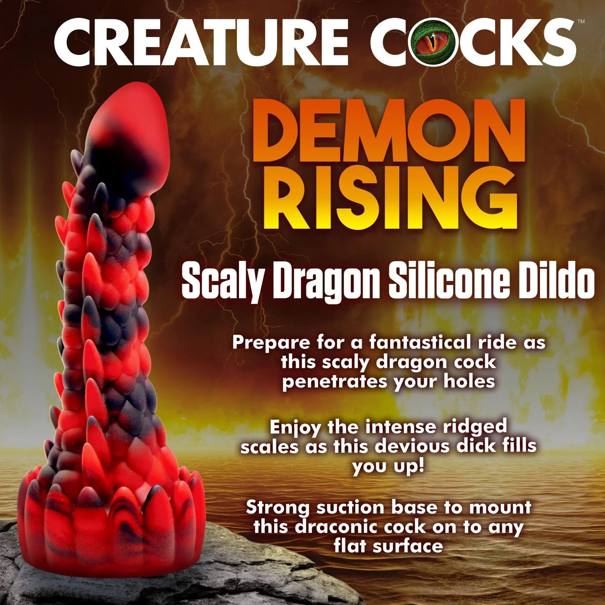 Creature Cocks Demon Rising Scaly Dragon Silicone Dildo - Buy At Luxury Toy X - Free 3-Day Shipping