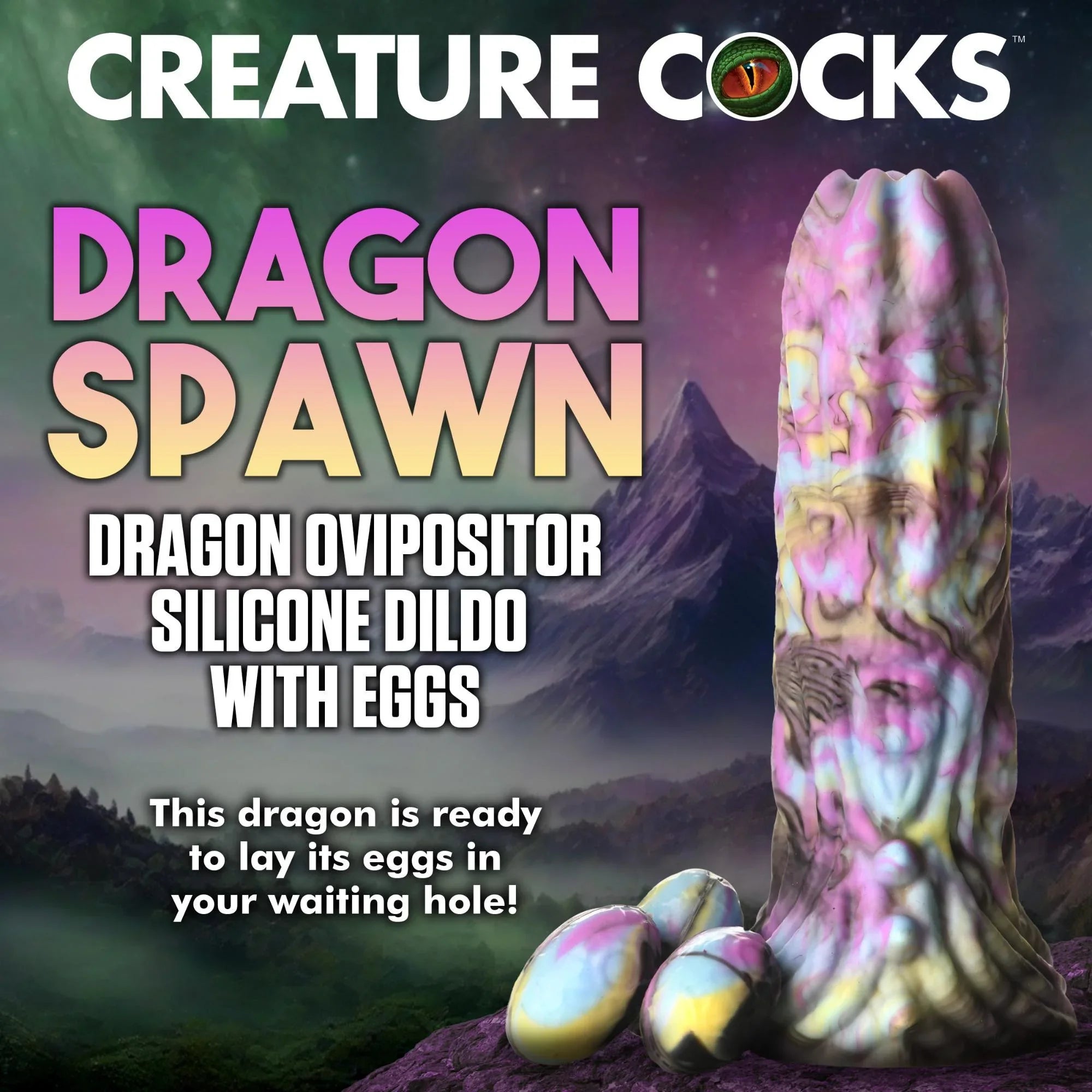 Creature Cocks Dragon Spawn Dragon Ovipositor Silicone Dildo with Eggs - Buy At Luxury Toy X - Free 3-Day Shipping