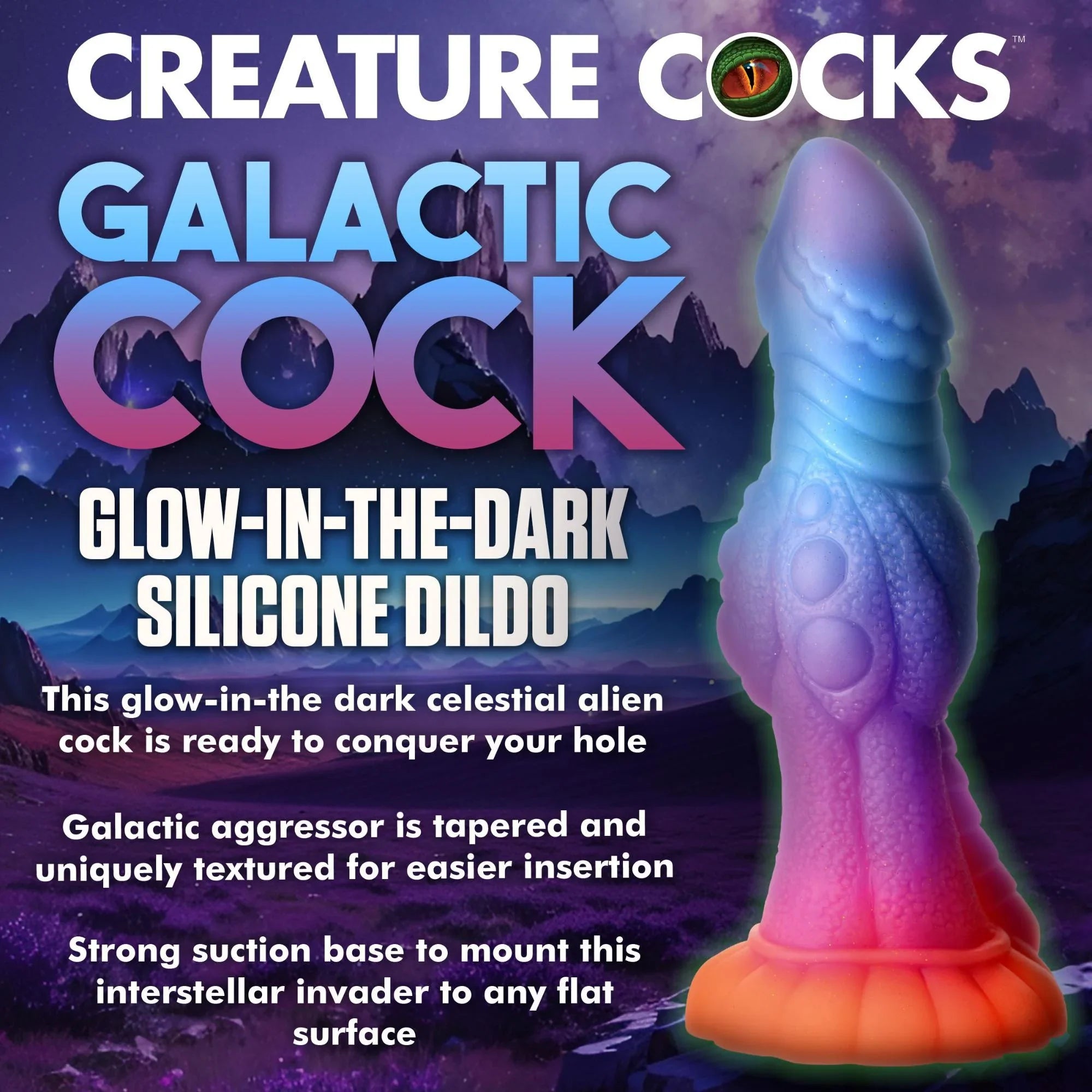 Creature Cocks Galactic Cock Alien Creature Glow in the Dark Silicone Dildo - Buy At Luxury Toy X - Free 3-Day Shipping