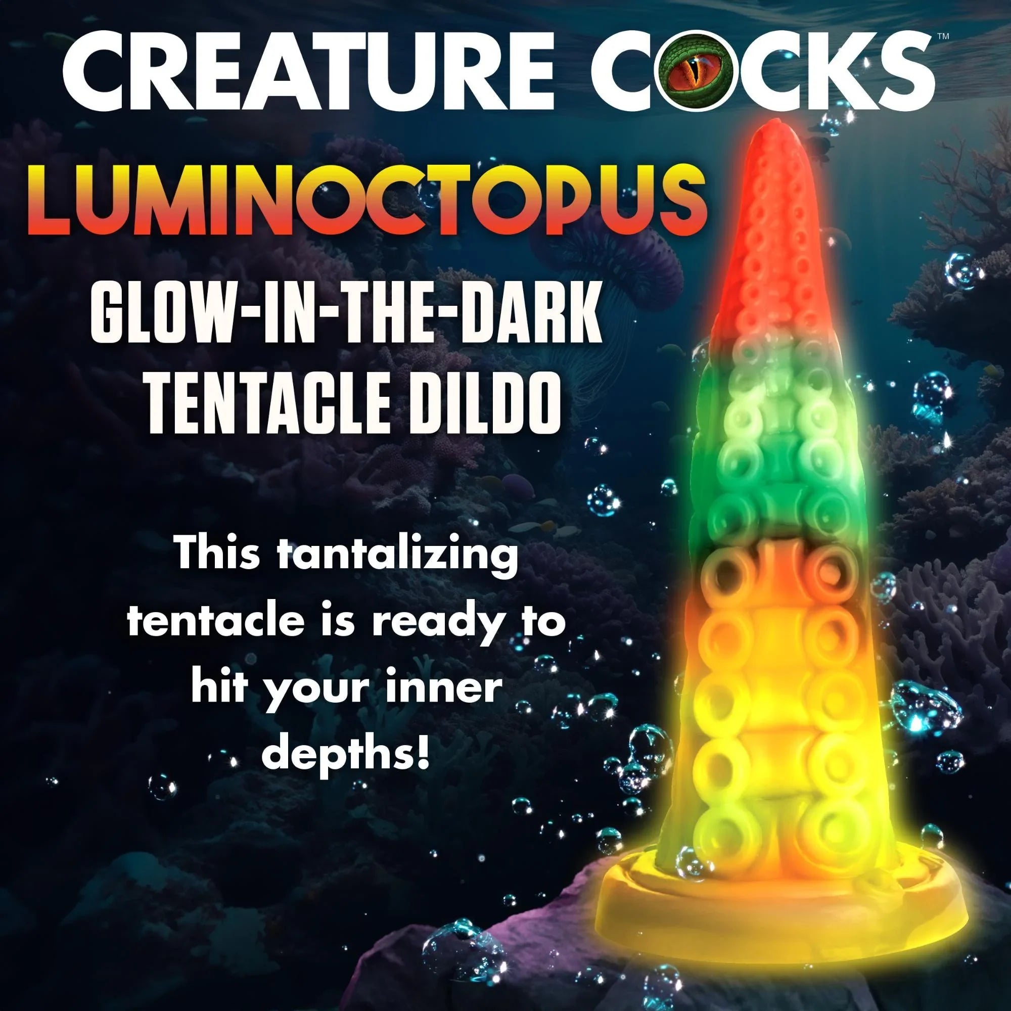 Creature Cocks Luminoctopus Glow in The Dark Tentacle Silicone Dildo - Buy At Luxury Toy X - Free 3-Day Shipping