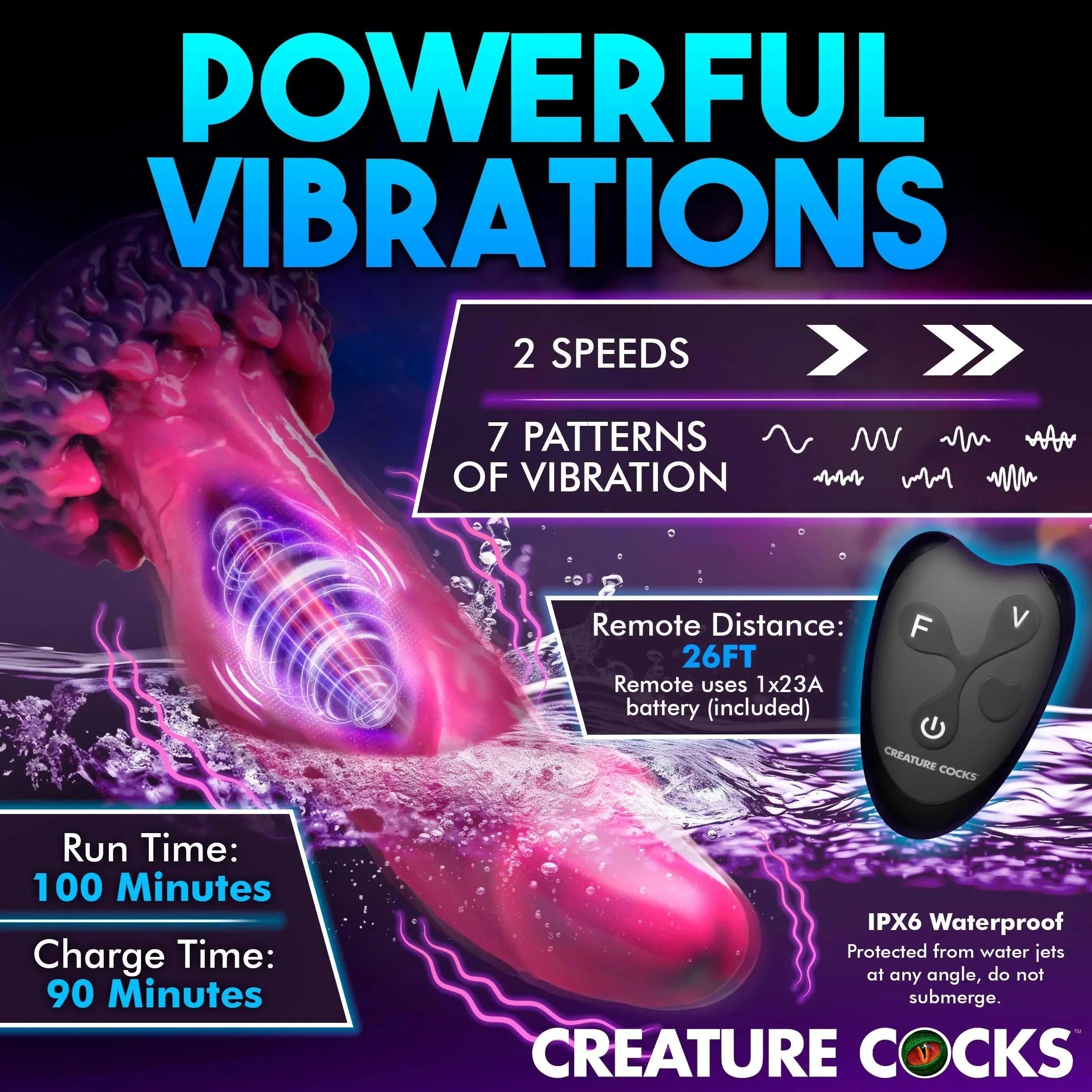Creature Cocks Xenox Vibrating Dildo with Remote - Buy At Luxury Toy X - Free 3-Day Shipping