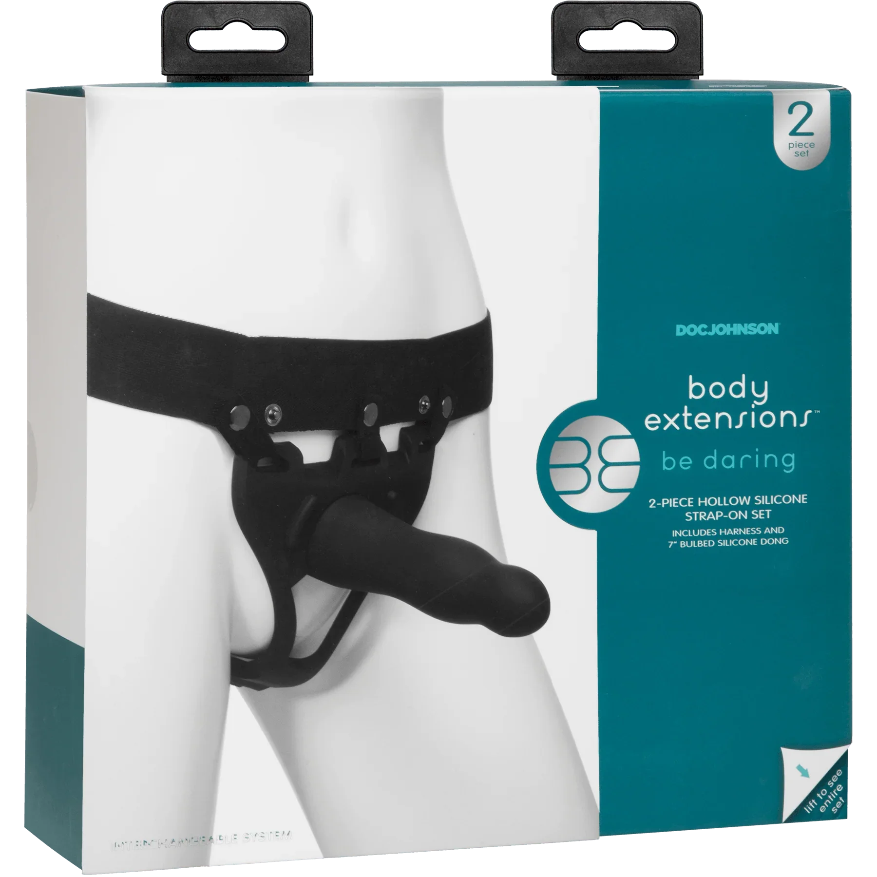 Doc Johnson Body Extensions Be Daring Silicone Strap-On Harness with Hollow Dildo 7in (2 Piece Kit) - Buy At Luxury Toy X - Free 3-Day Shipping