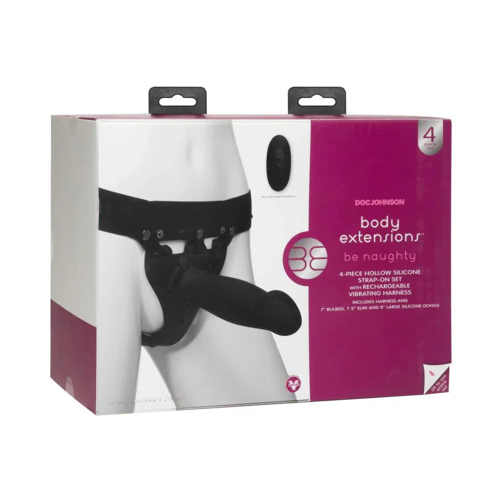 Doc Johnson Body Extensions Hollow Strap-On 4-Piece Set with Clitoral Vibrator - Buy At Luxury Toy X - Free 3-Day Shipping