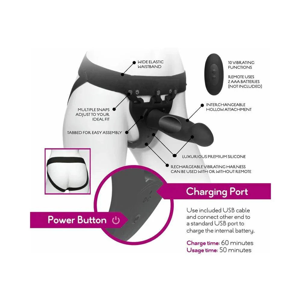 Doc Johnson Body Extensions Hollow Strap-On 4-Piece Set with Clitoral Vibrator - Buy At Luxury Toy X - Free 3-Day Shipping