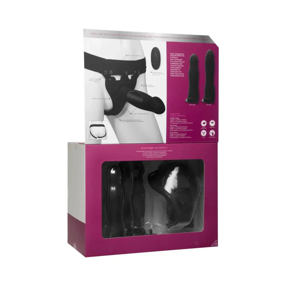 Doc Johnson Body Extensions Hollow Strap-On 4-Piece Set with Clitoral Vibrator - Buy At Luxury Toy X - Free 3-Day Shipping