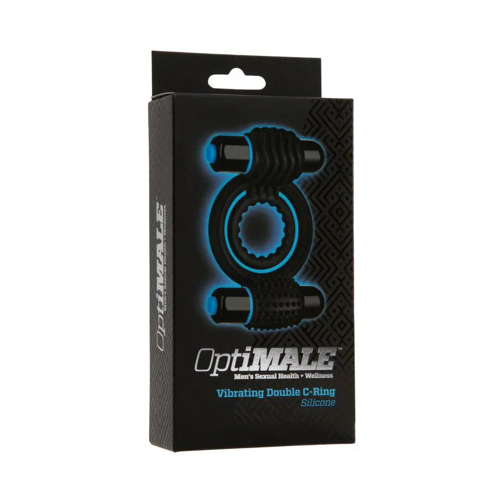 Doc Johnson OptiMALE Silicone Vibrating Double Cock Ring with Dual Bullets - Buy At Luxury Toy X - Free 3-Day Shipping