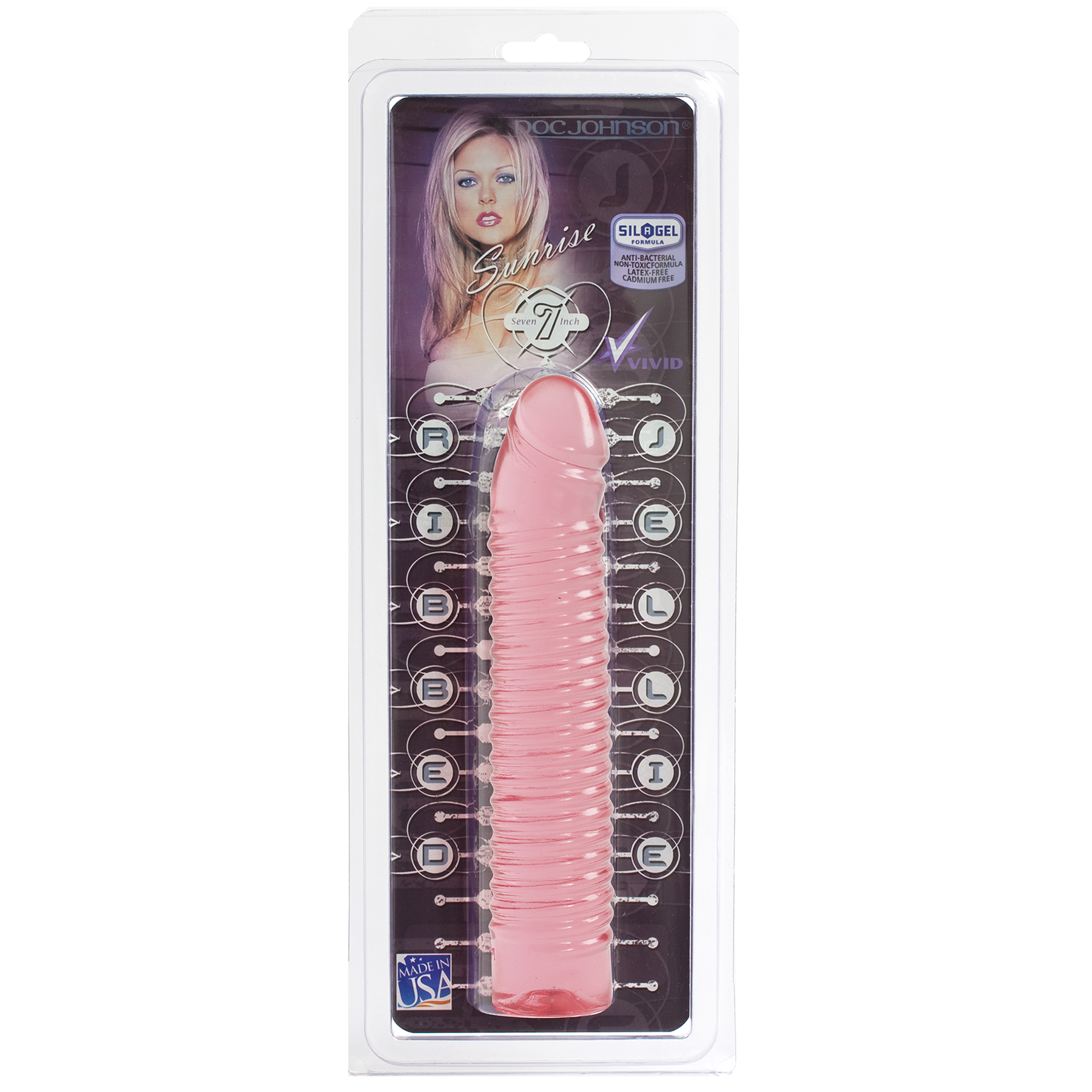 Doc Johnson Vivid Sunrise Ribbed Jellie Dildo 7in - Buy At Luxury Toy X - Free 3-Day Shipping