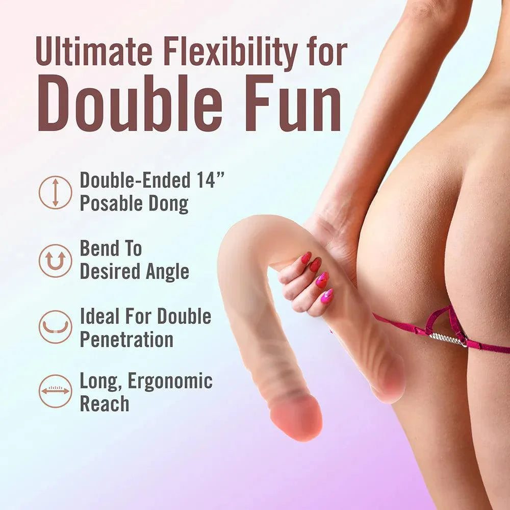Dr. Skin Plus 14 in. Posable Double Dong - Buy At Luxury Toy X - Free 3-Day Shipping