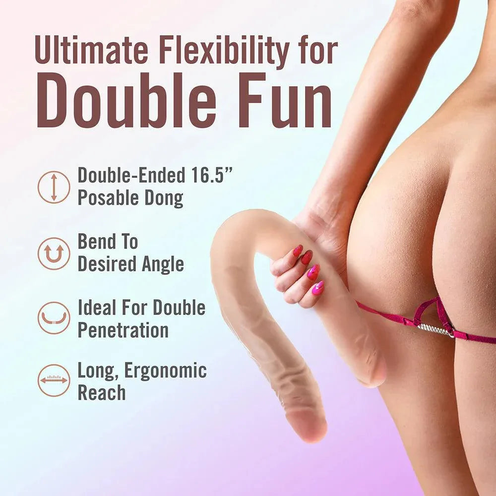 Dr. Skin Plus Posable Double Dong 16.5in - Buy At Luxury Toy X - Free 3-Day Shipping