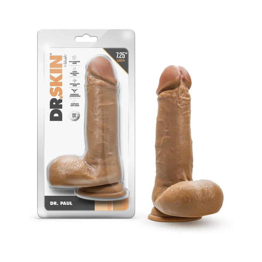Dr. Skin Silver Collection Dr. Paul Dildo with Balls and Suction Cup – 7.25 Inches - Buy At Luxury Toy X - Free 3-Day Shipping