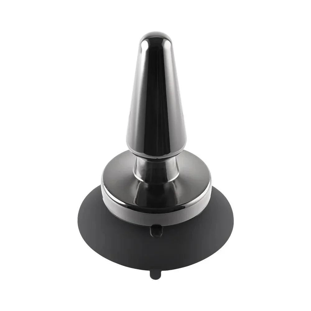 Evolved Beginner Metal Plug Rechargeable Vibrating Chrome Anal Plug with Suction Cup Base - Buy At Luxury Toy X - Free 3-Day Shipping