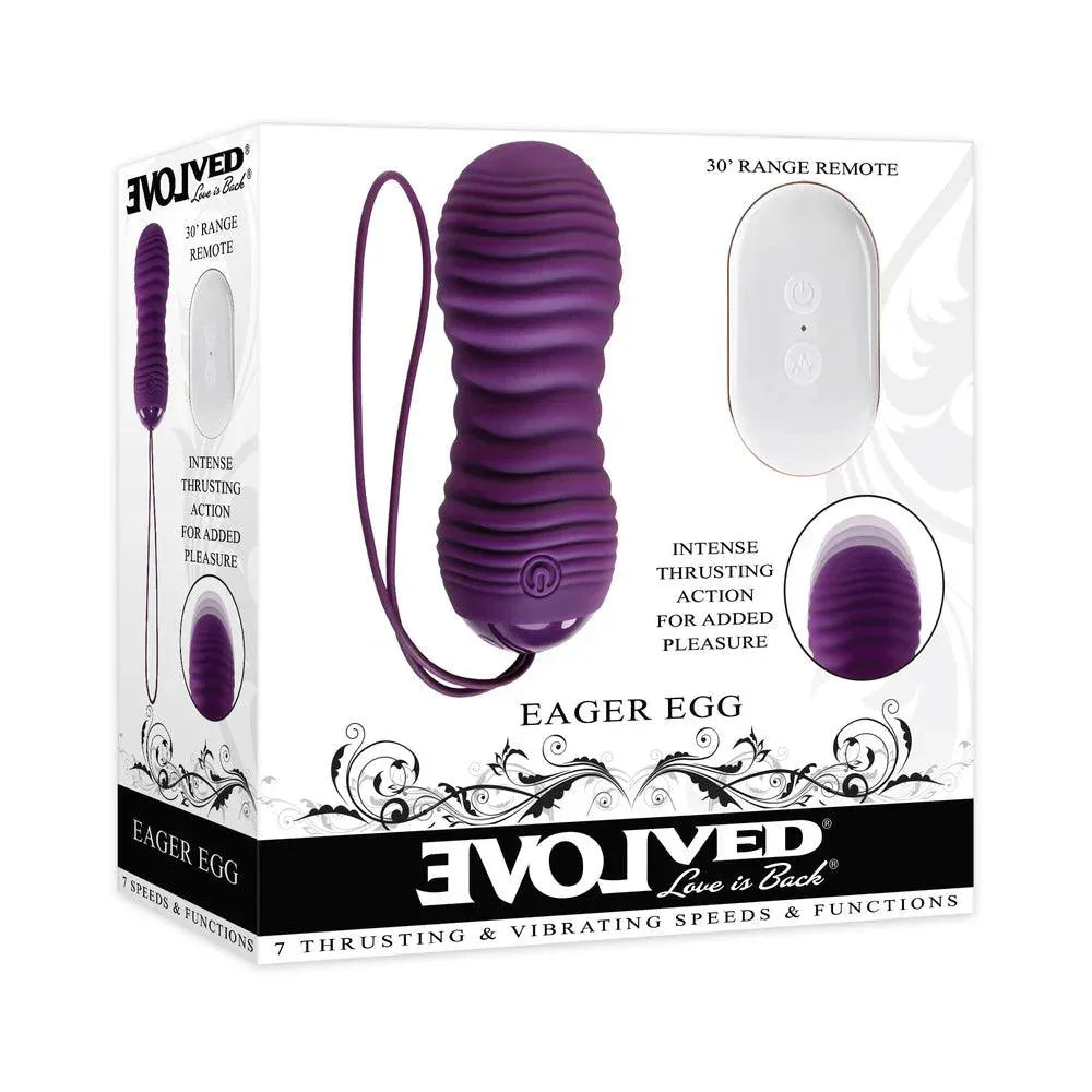 Evolved Eager Egg Rechargeable Remote-Controlled Thrusting Silicone Vibrator - Buy At Luxury Toy X - Free 3-Day Shipping