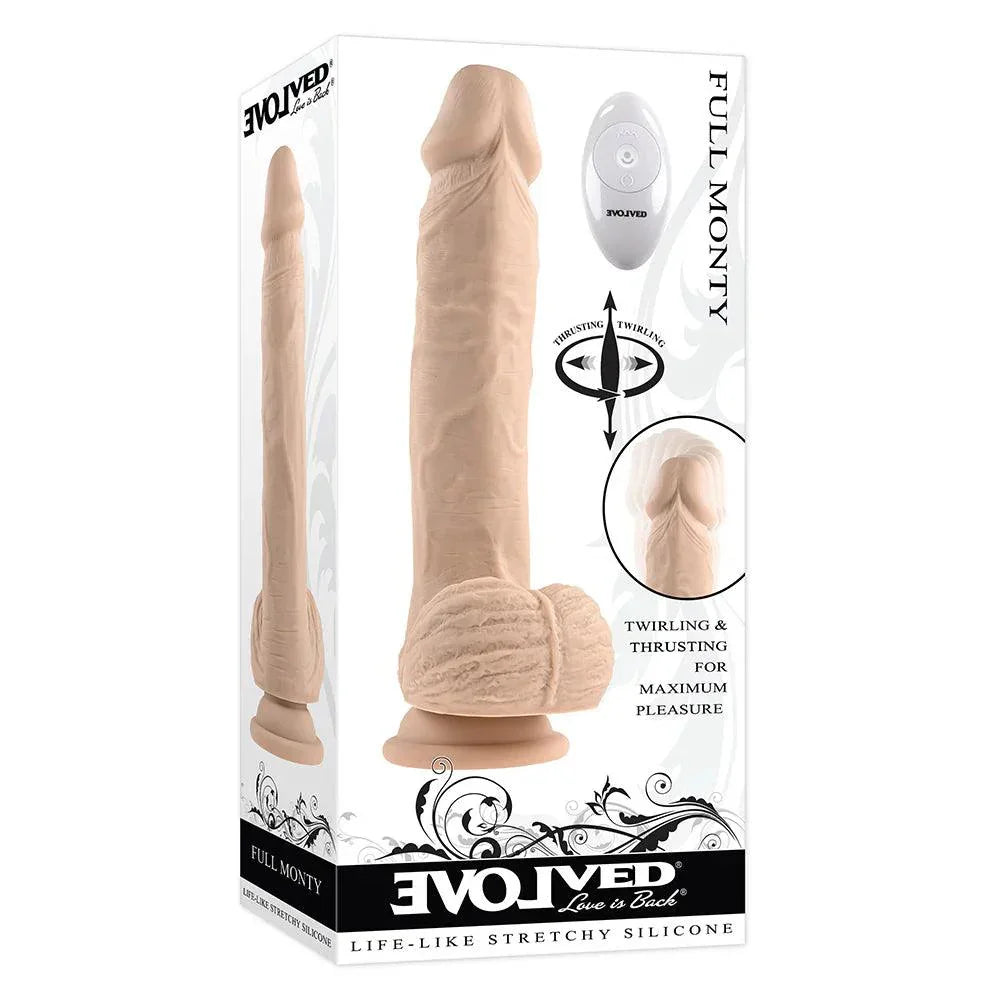 Evolved Full Monty Rechargeable Remote-Controlled Thrusting Twirling 9 in. Silicone Dildo - Buy At Luxury Toy X - Free 3-Day Shipping