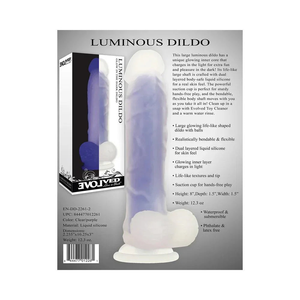 Evolved Luminous Poseable Glow in the Dark 8 in. Dildo With Balls - Buy At Luxury Toy X - Free 3-Day Shipping