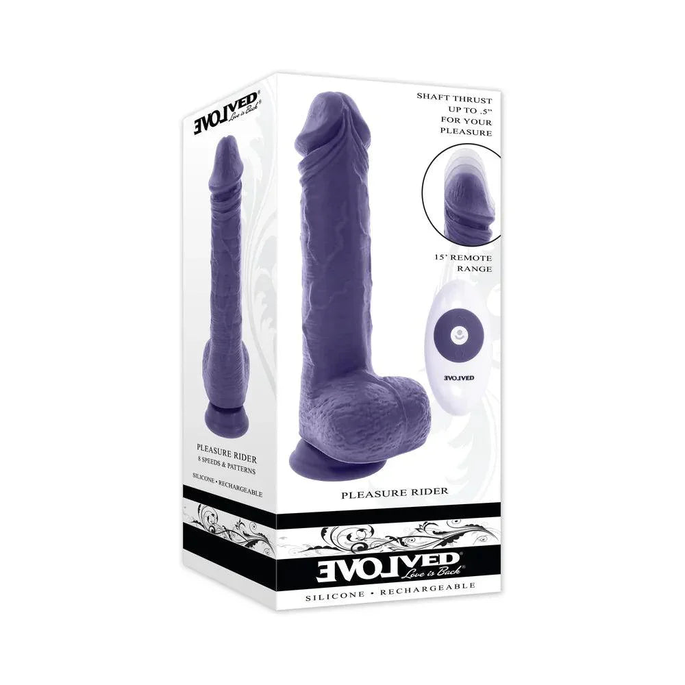 Evolved Pleasure Rider Rechargeable Silicone Thrusting Vibrating Dildo - Buy At Luxury Toy X - Free 3-Day Shipping