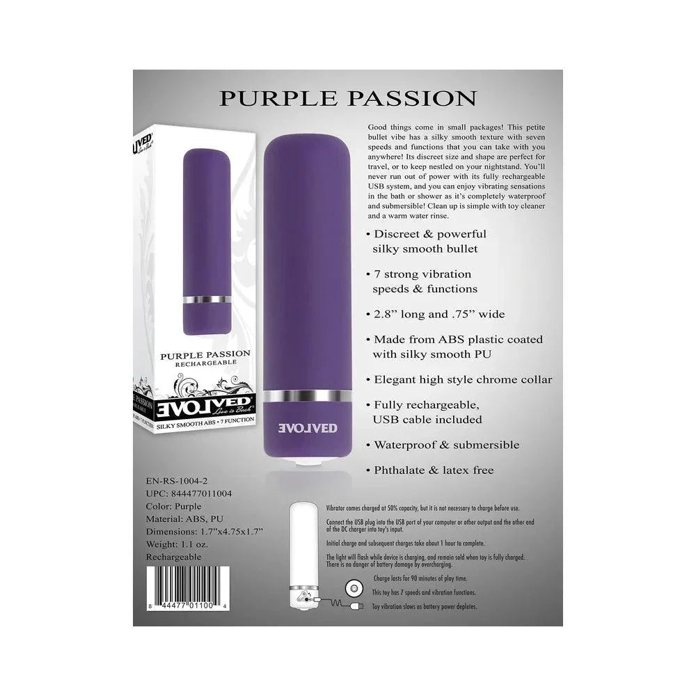 Evolved Purple Passion Rechargeable Petite Bullet Vibrator - Buy At Luxury Toy X - Free 3-Day Shipping