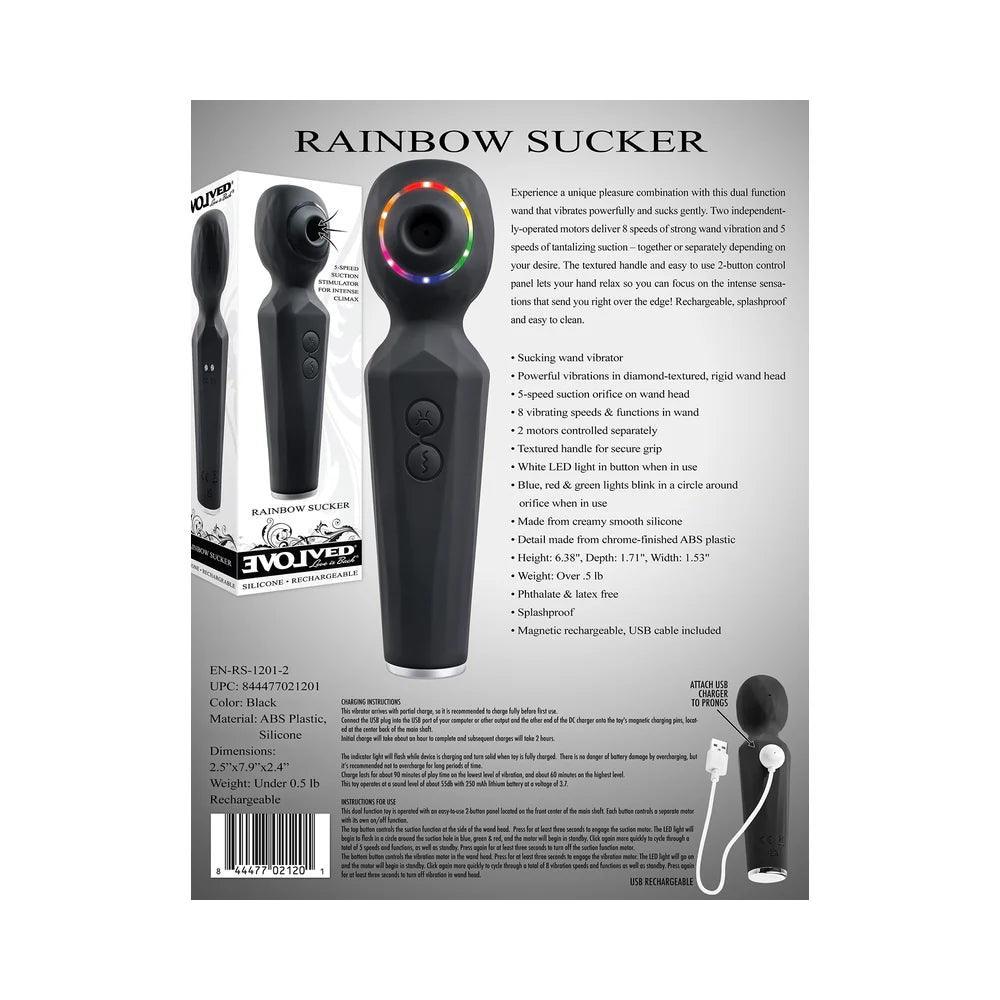 Evolved Rainbow Sucker Light-Up Rechargeable Dual-Function Silicone Suction Wand Vibrator - Buy At Luxury Toy X - Free 3-Day Shipping