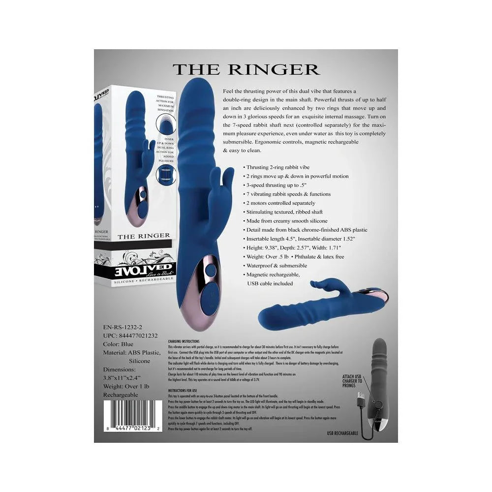 Evolved The Ringer Rechargeable Thrusting Silicone Rabbit Vibrator - Buy At Luxury Toy X - Free 3-Day Shipping