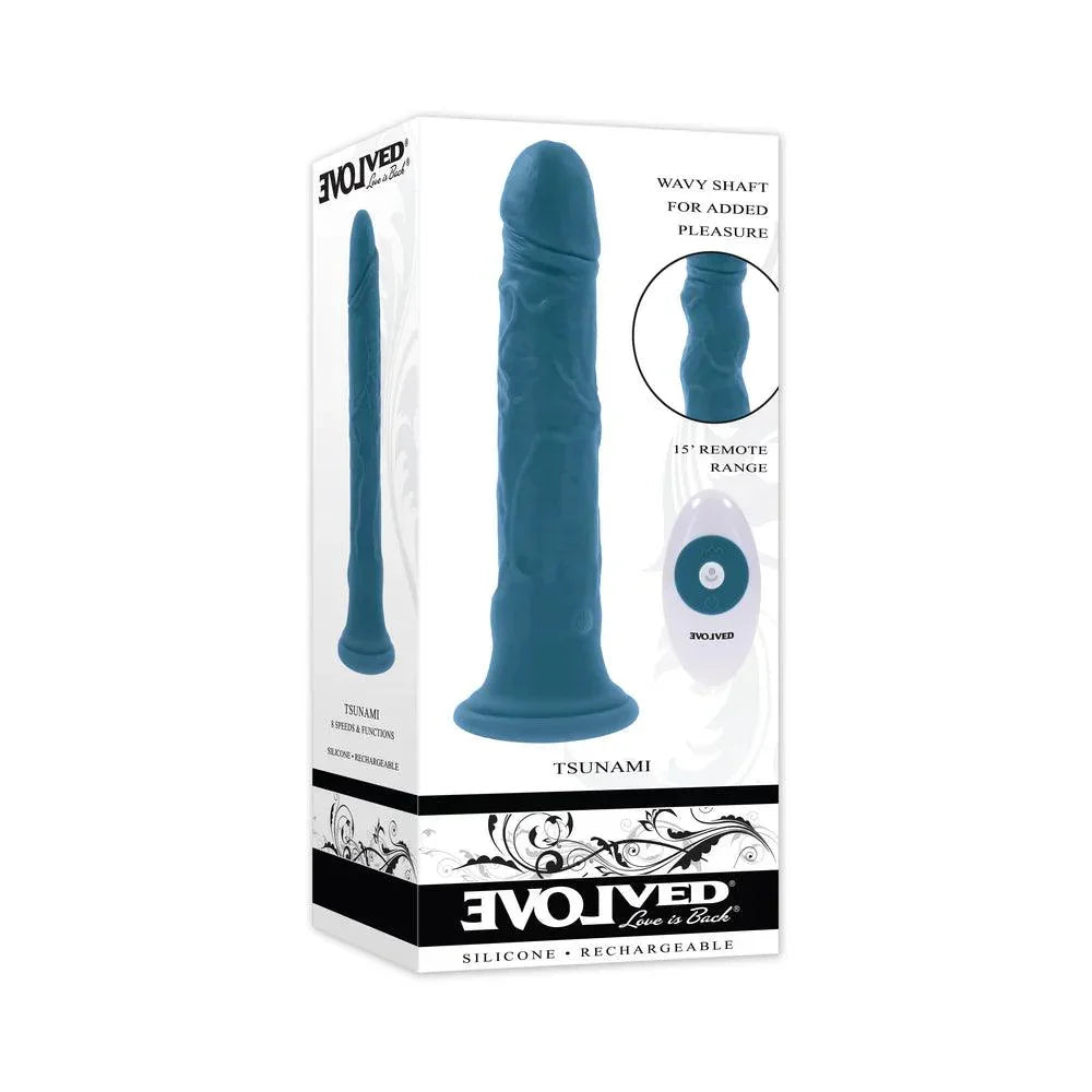Evolved Tsunami Rechargeable Silicone Realistic Vibrator with Remote - Buy At Luxury Toy X - Free 3-Day Shipping