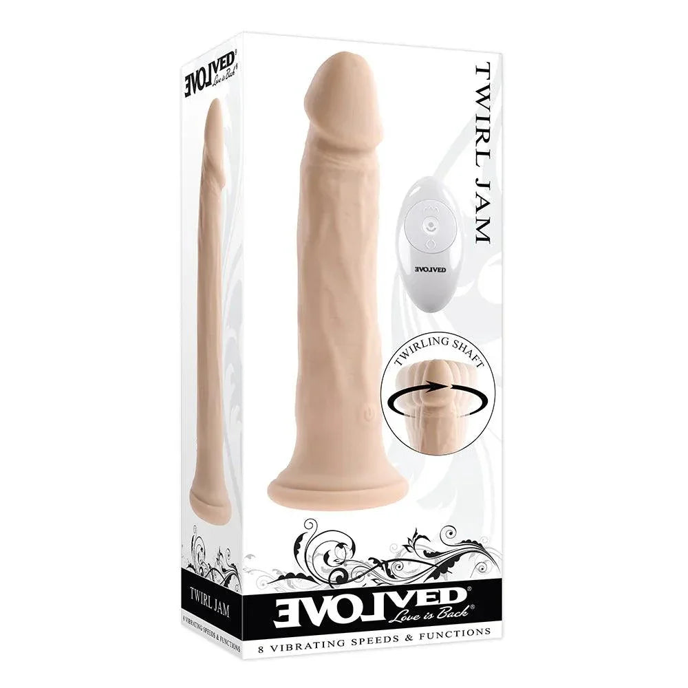 Evolved Twirl Jam Rechargeable Remote-Controlled Vibrating Twirling 9 in. Silicone Dildo - Buy At Luxury Toy X - Free 3-Day Shipping